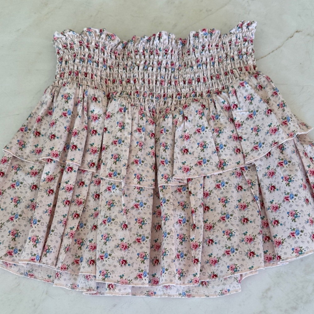 Katie J NYC Floral Ruffle Skirt - Pink and White